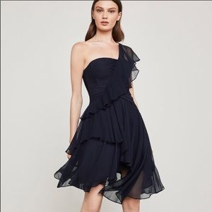 BCBGMAXAZRIA- Asymmetrical Silk Chiffon Dress- perfect